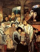 Maurycy Gottlieb Jews Praying in the Synagogue on Yom Kippur Spain oil painting artist